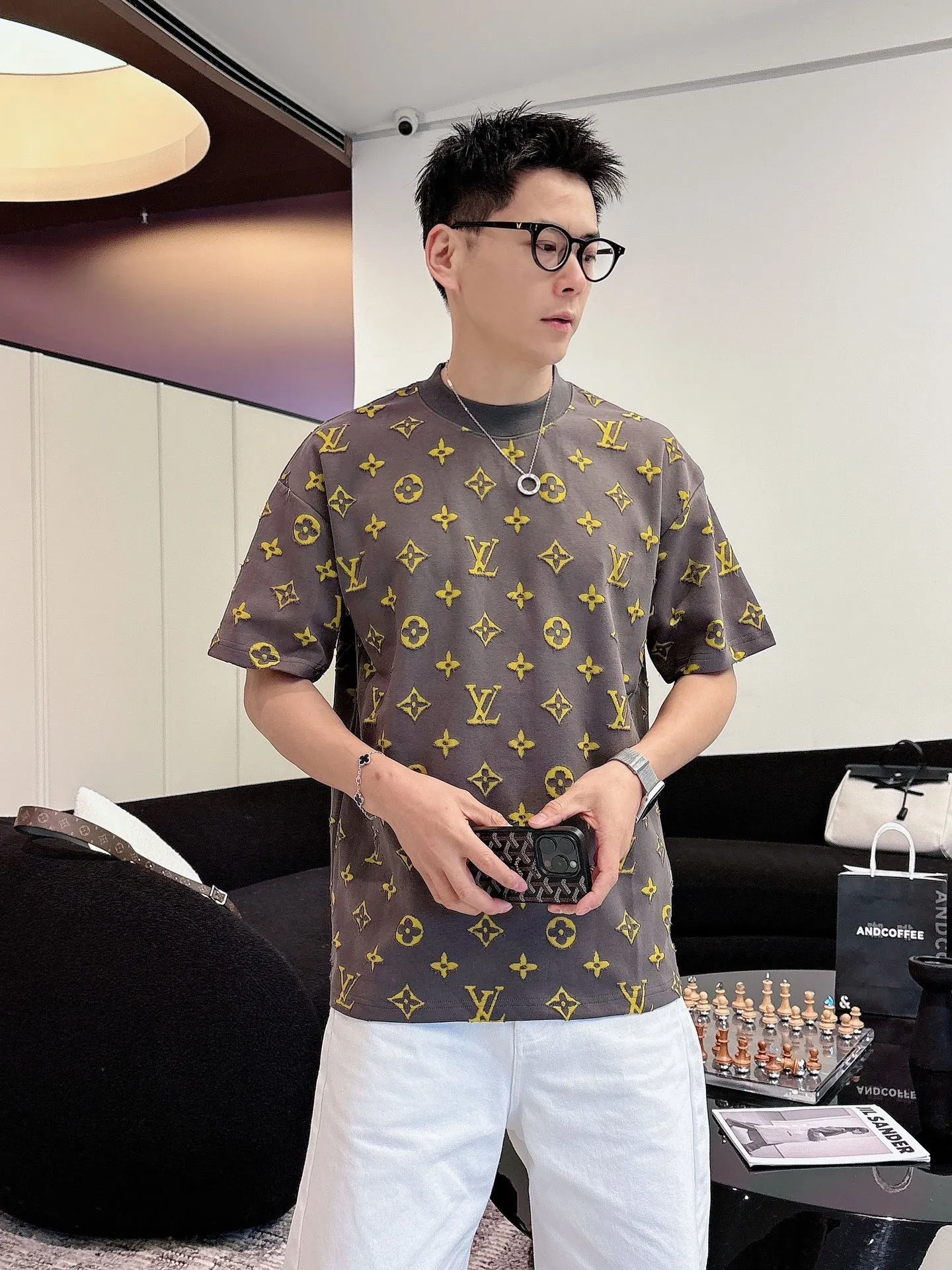 Louis Vuitton/Louis Vuitton 26ss full width presbyopia burnt short sleeves